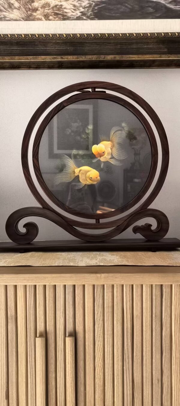 Handcrafted Chinese Suzhou Embroidery Red Peony Table Screen – Special artwork suitable for living rooms and offices